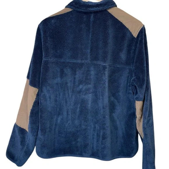 L.L. Bean Jacket Mens XLarge Blue Brown Hi Pile Fleece - Picture 2 of 7